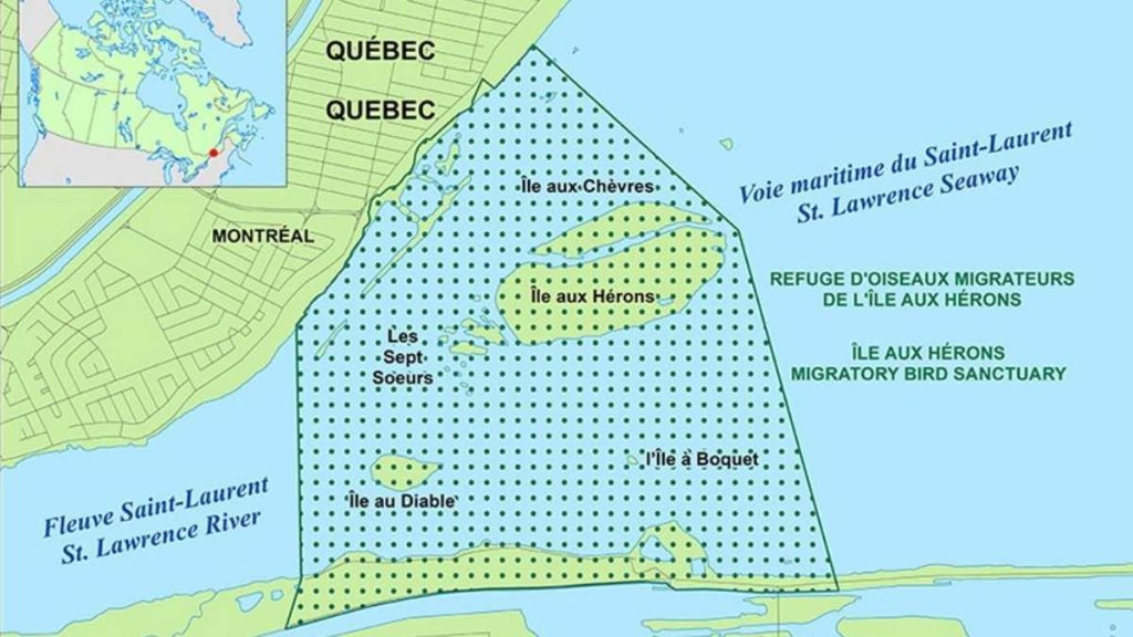 Carte du refuge d'oiseaux migrateurs de l'Île aux Hérons